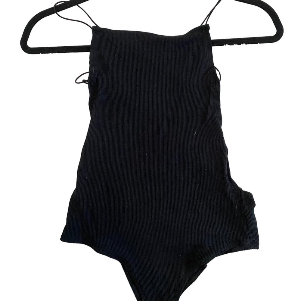 Brandy Melville black criss-cross bodysuit